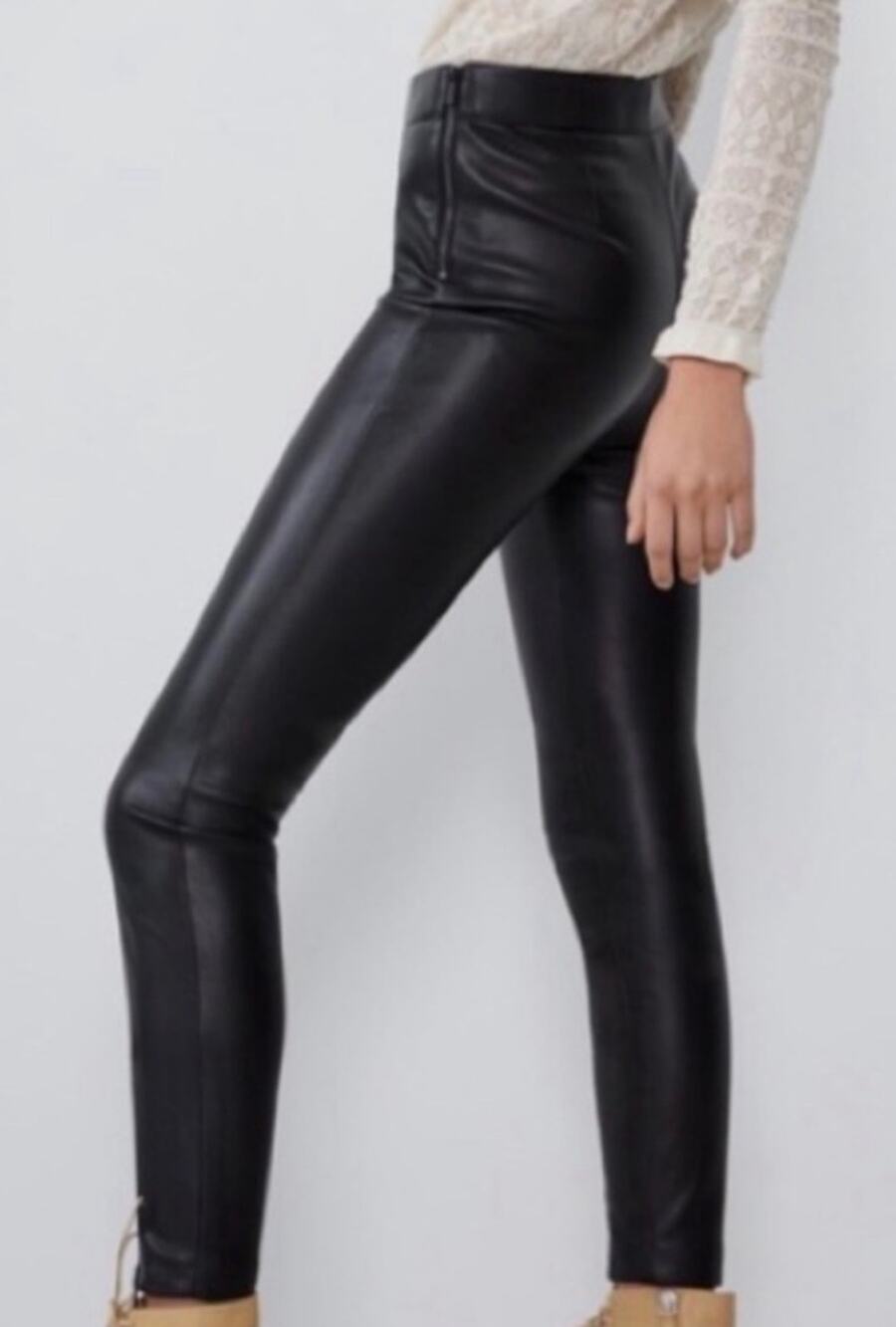ZARA Women’s Black Faux Leather High Waist Legging Size Small